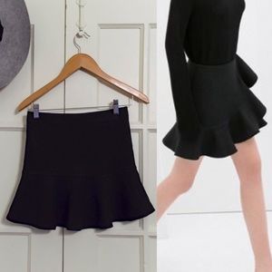 Black flare mini skirt